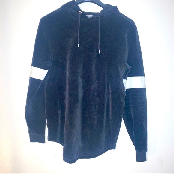 ASOS Black Velvet Velour Oversized Hooded Sweatshirt Hoodie Size - Picture 2 of 6